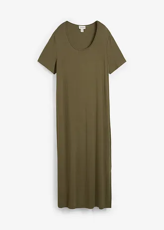Rochie din jerse din mix cu viscoză fluidă, culoare: oliv închis