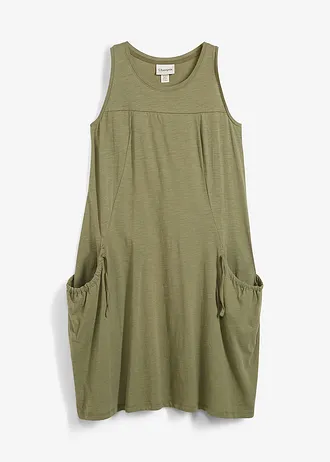 Robe en jersey coton avec poches, Couleur: olive