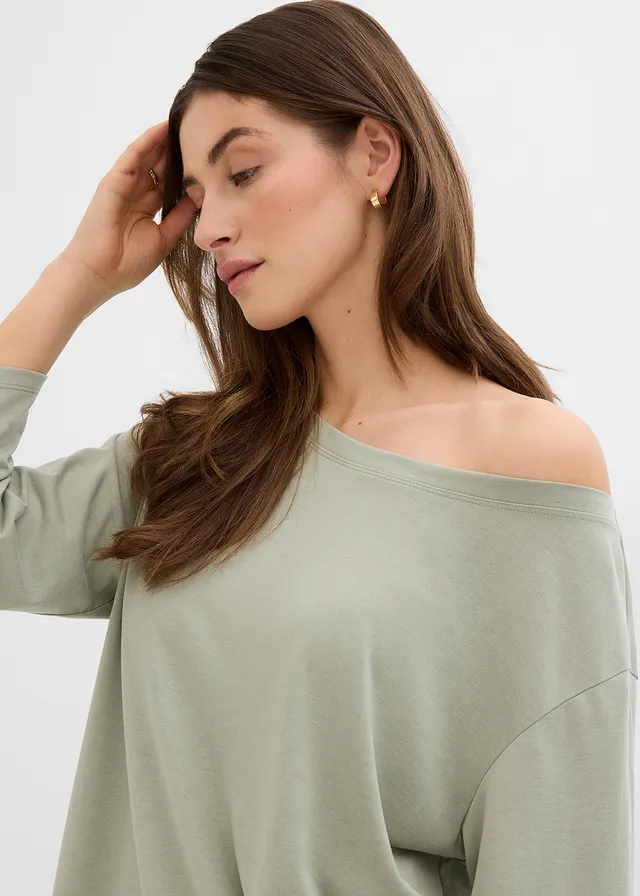 T-shirt épaule dénudée en modal mélangé • gris vert • product-page.page-title-suffix