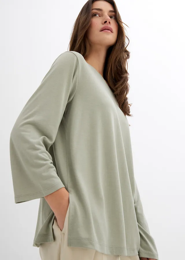 T-shirt épaule dénudée en modal mélangé • gris vert • product-page.page-title-suffix