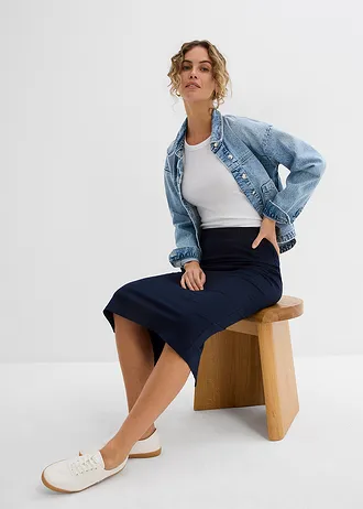 Jersey kokerrok (set van 2) • antraciet gemêleerd-donkerblauw • bonprix online shop