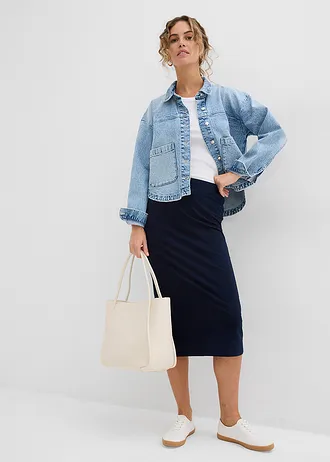 Jersey kokerrok (set van 2) • antraciet gemêleerd-donkerblauw • bonprix online shop