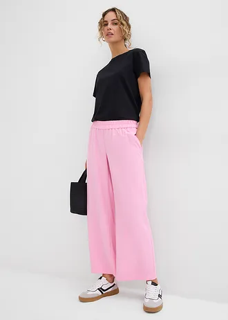 Pantalon large et doux en viscose mélangée • rose • Boutique bonprix