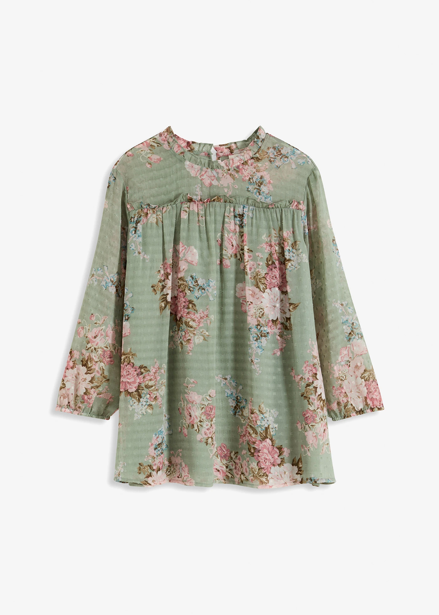 Tunică din șifon imprimat • vernil înflorat • magazin bonprix