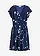Jersey jurk in wikkellook, Kleur: blauw gebloemd