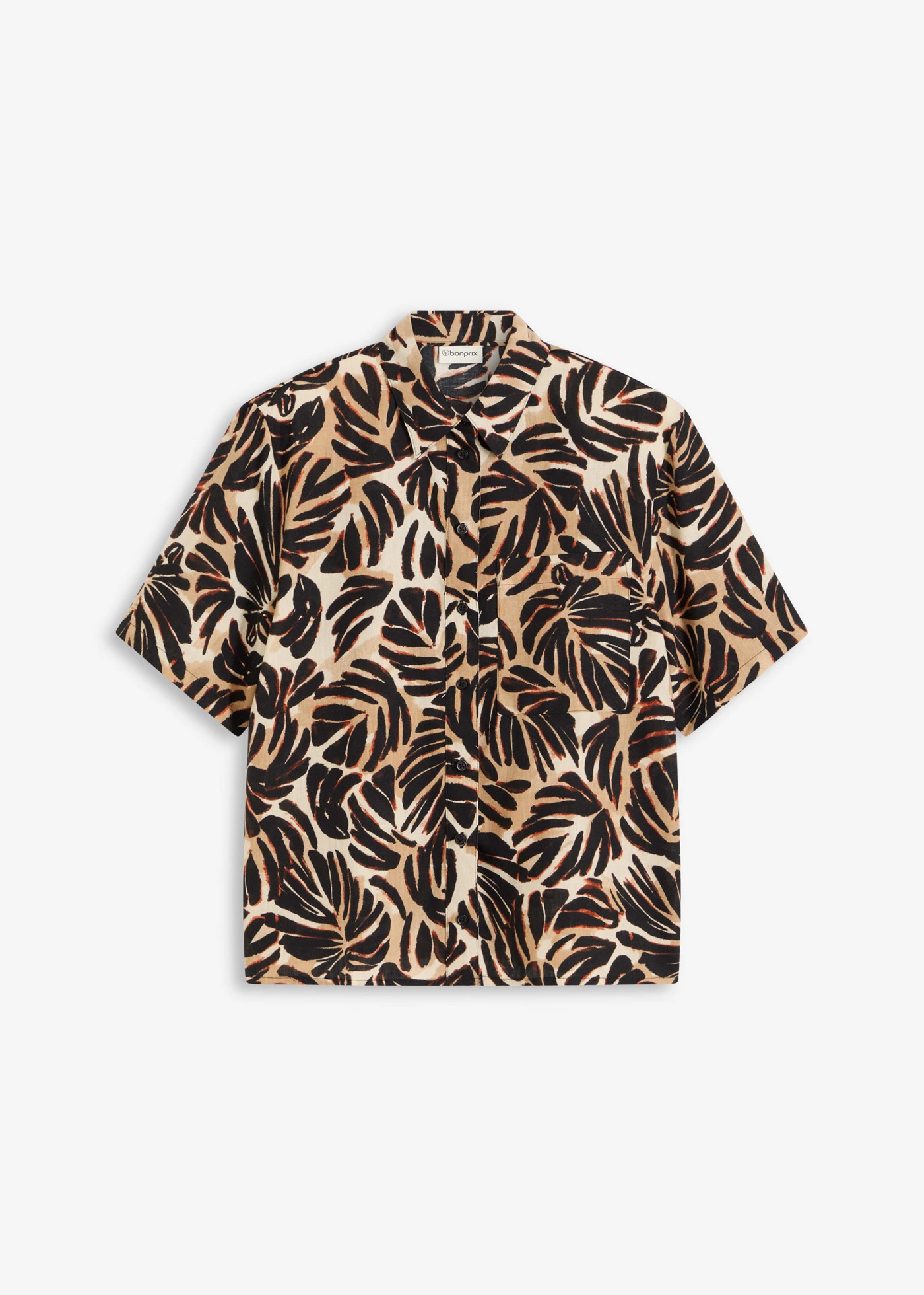 Gedessineerde blouse in linnnlook • bruin gebloemd • bonprix online shop