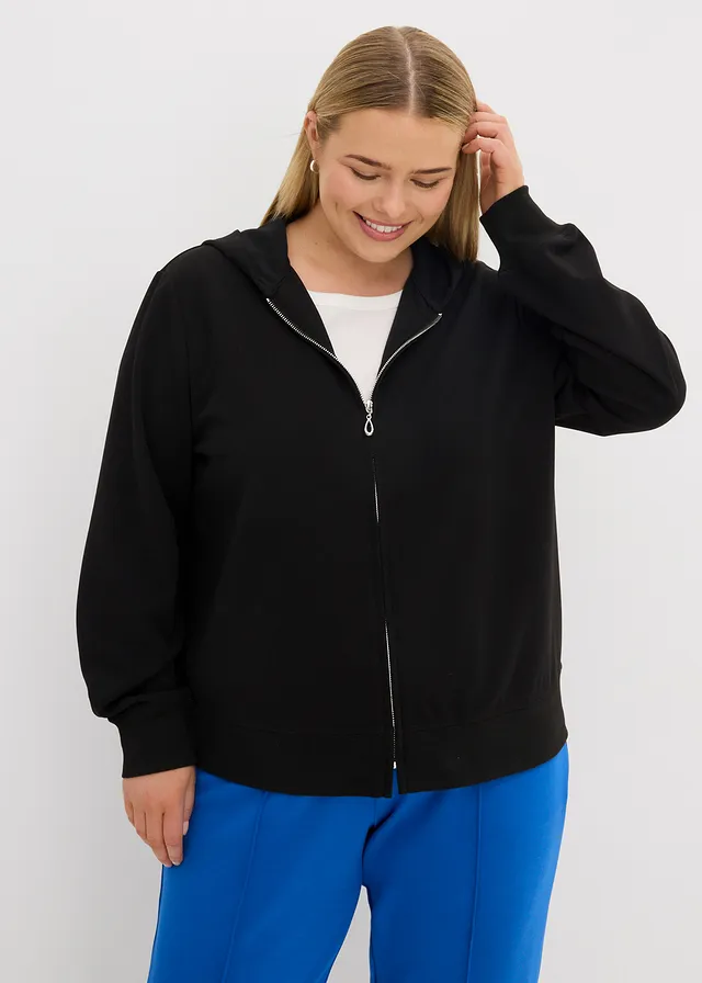 Sweatvest scuba met lange mouwen, Kleur: zwart