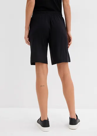 Jersey bermuda van soepele viscose, Kleur: zwart