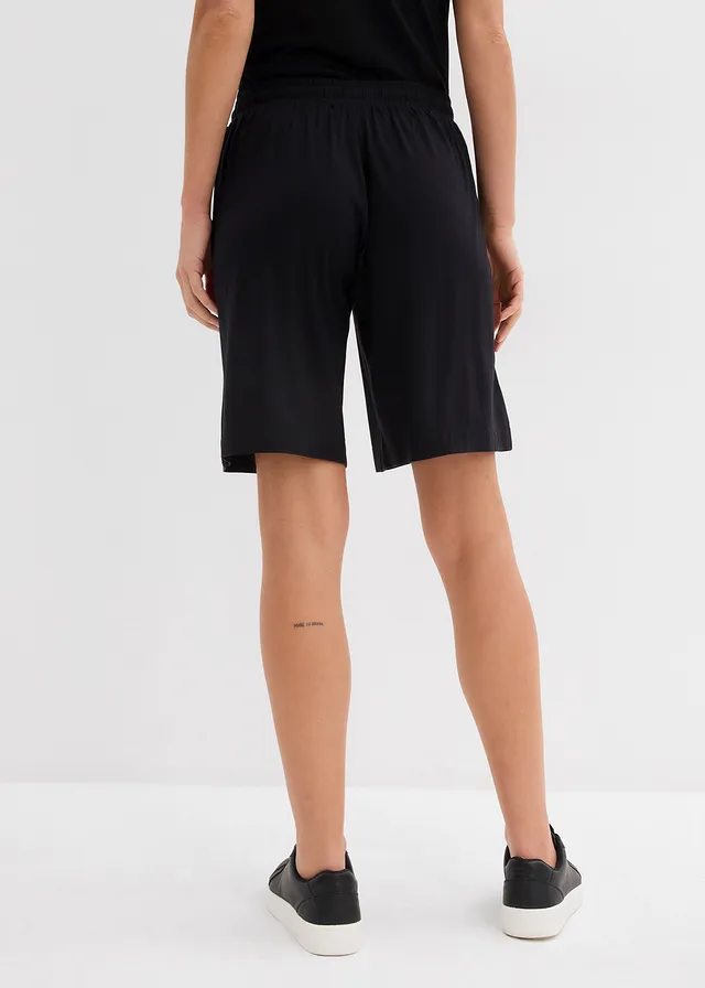 Jersey bermuda van soepele viscose, Kleur: zwart