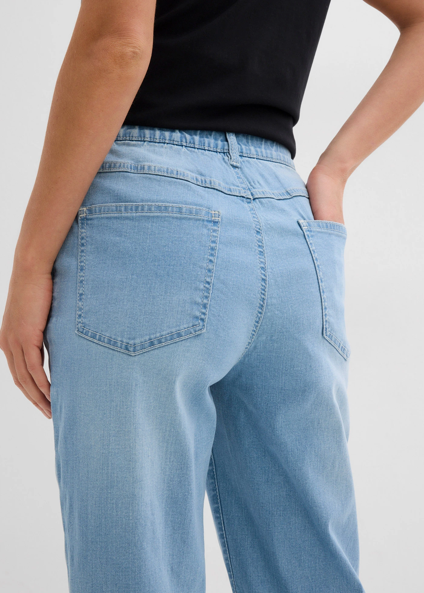 Straight jeans, high waist, split • ijsblauw denim • bonprix online shop