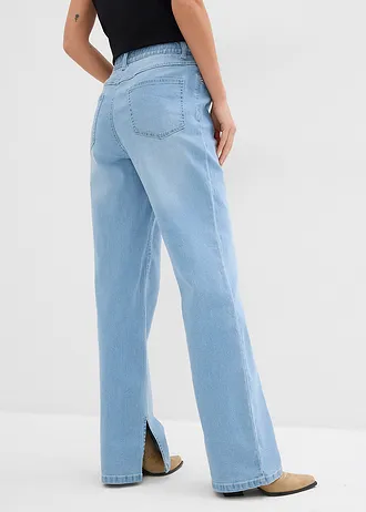 Straight jeans, high waist, split • ijsblauw denim • bonprix online shop
