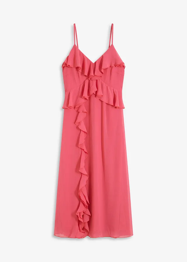 Šifónové midi šaty s volánmi