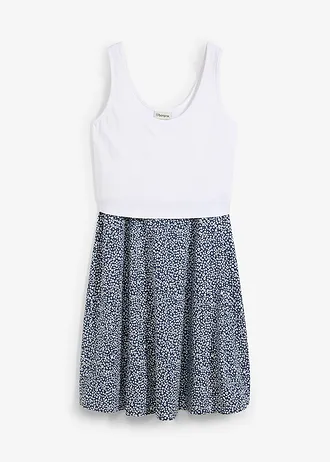 Robe de grossesse et d’allaitement en jersey coton • écru/bleu foncé floral • Boutique bonprix