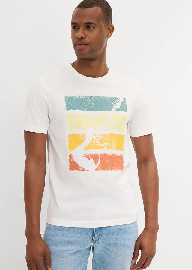 T-shirt van biologisch katoen • wolwit met print • product-page.page-title-suffix