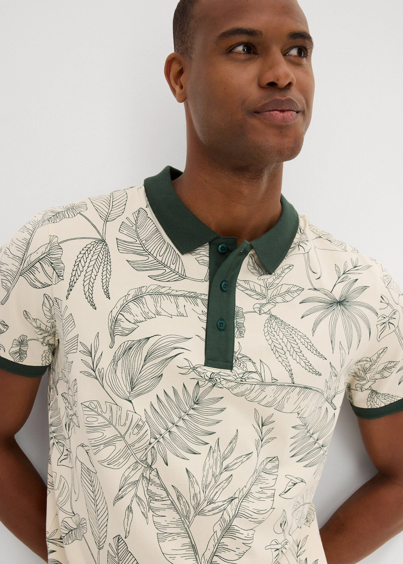 Shirt polo z bawełny organicznej • kremowy z nadrukiem • sklep bonprix