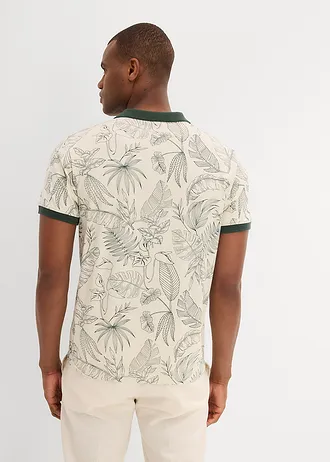 Poloshirt van biologisch katoen, Kleur: ecru gedessineerd
