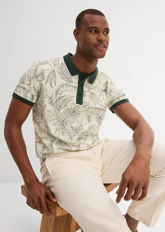Poloshirt van biologisch katoen • ecru gedessineerd • product-page.page-title-suffix