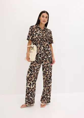 Gedessineerde blouse in linnnlook • bruin gebloemd • bonprix online shop