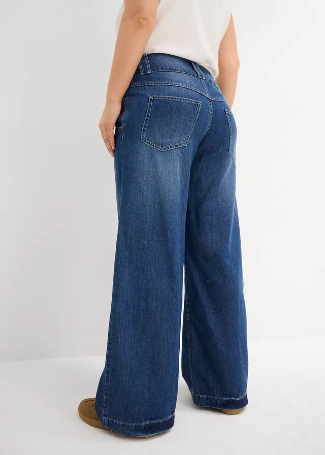 Džíny s širokými nohavicemi, High Waist, Super Soft, barva: modrá stone used