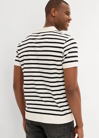 Polo tričko s organickou bavlnou • přírodně bílo-černá s proužky • bonprix obchod