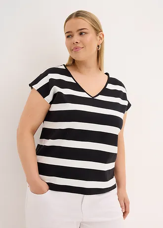 Gestreept shirt, Kleur: zwart-wolwit gestreept