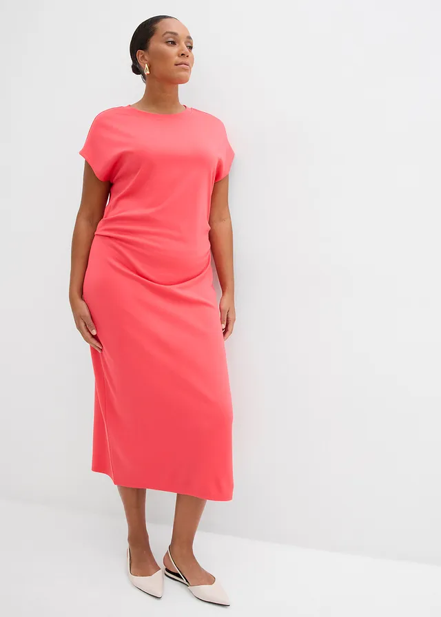 Robe midi en douce viscose mélangée, Couleur: rose paradis