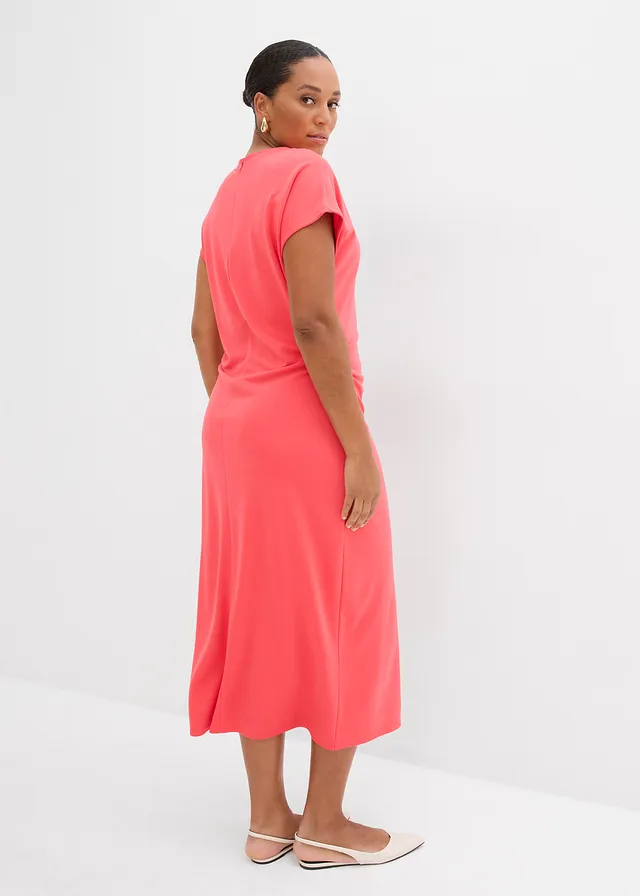Midi jurk van soepel vallende viscose, Kleur: paradijspink