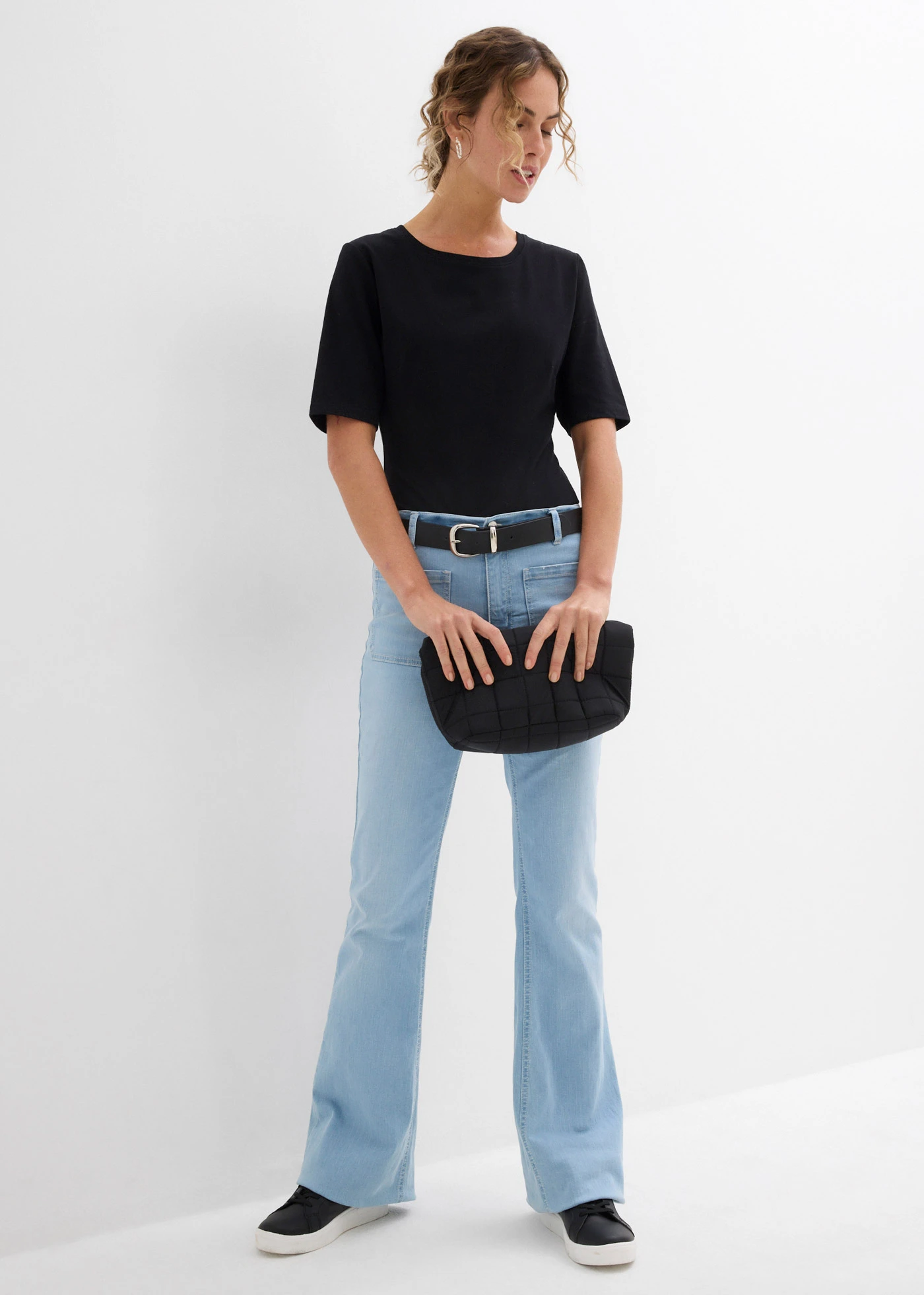 Body s krátkým rukávem (2 ks v balení) • černo-bílá • bonprix obchod