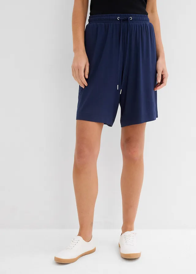 Jersey bermuda van soepele viscose, Kleur: donkerblauw