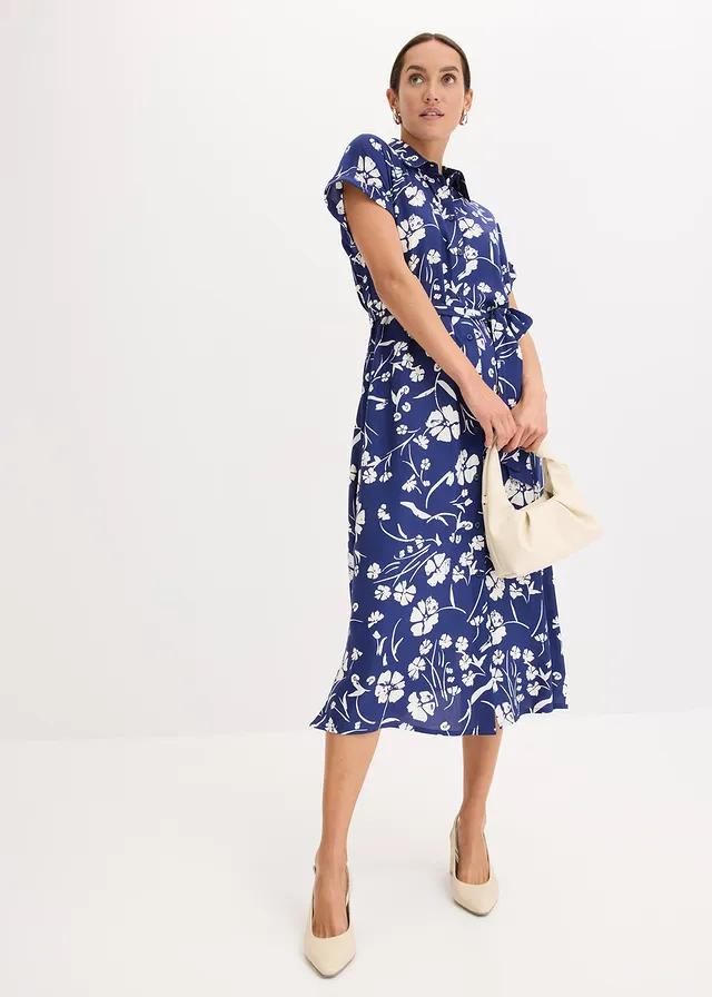 Overhemdjurk van viscose • diepzeeblauw/wit • product-page.page-title-suffix