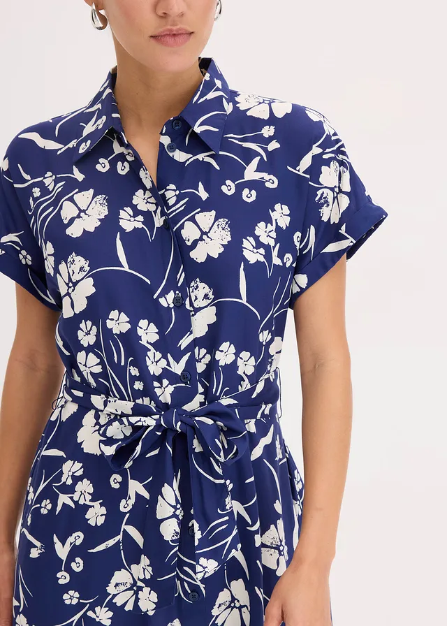 Overhemdjurk van viscose • diepzeeblauw/wit • product-page.page-title-suffix