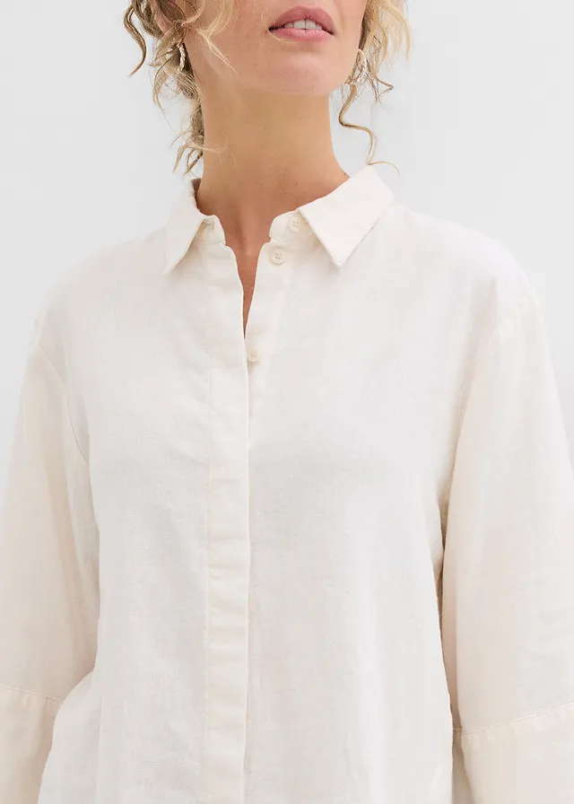 Overhemdblouse in een koele linnenmix • natuurbeige • product-page.page-title-suffix