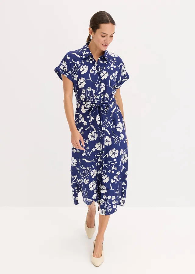 Overhemdjurk van viscose • diepzeeblauw/wit • product-page.page-title-suffix