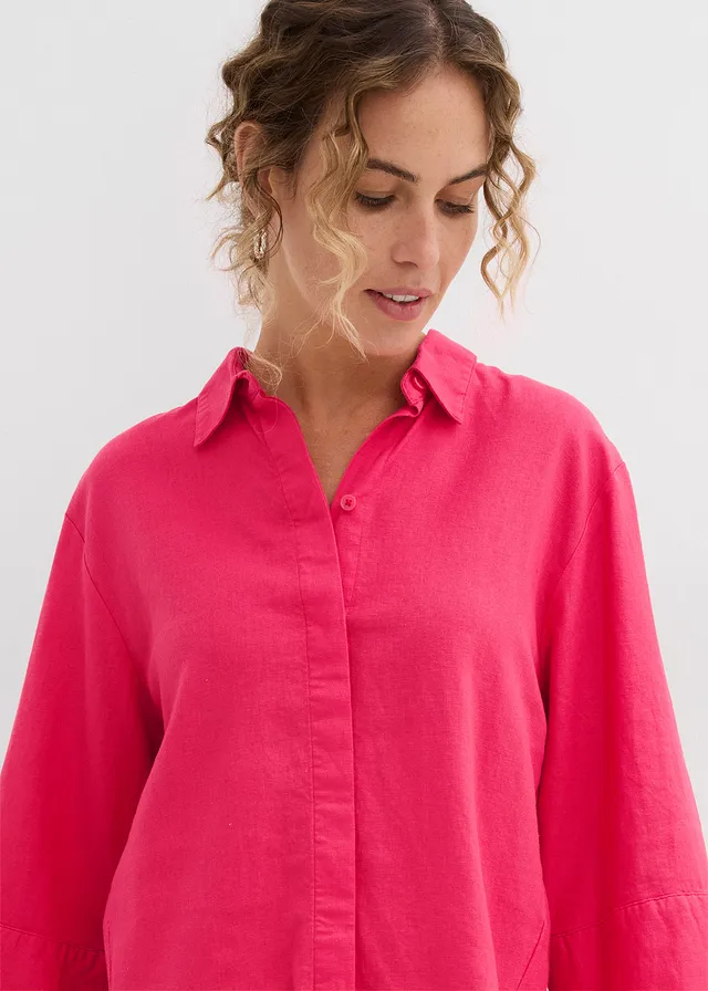 Overhemdblouse in een koele linnenmix • paradijspink • product-page.page-title-suffix