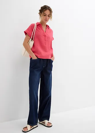 Halenka s krátkým rukávem, ze vzdušného mušelínu • rajská pink • bonprix obchod