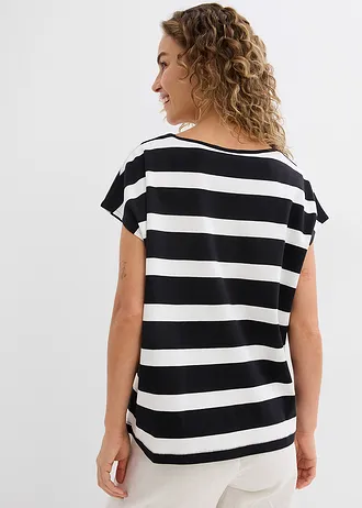 T-shirt w paski • czarno-biel wełny w paski • sklep bonprix