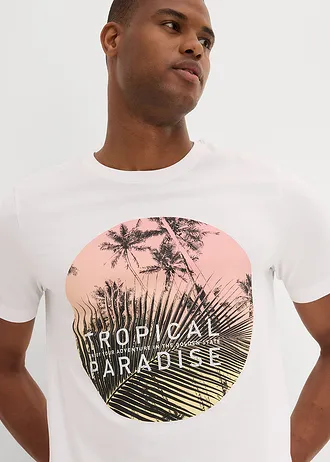 T-shirt van biologisch katoen • wit met print • bonprix online shop