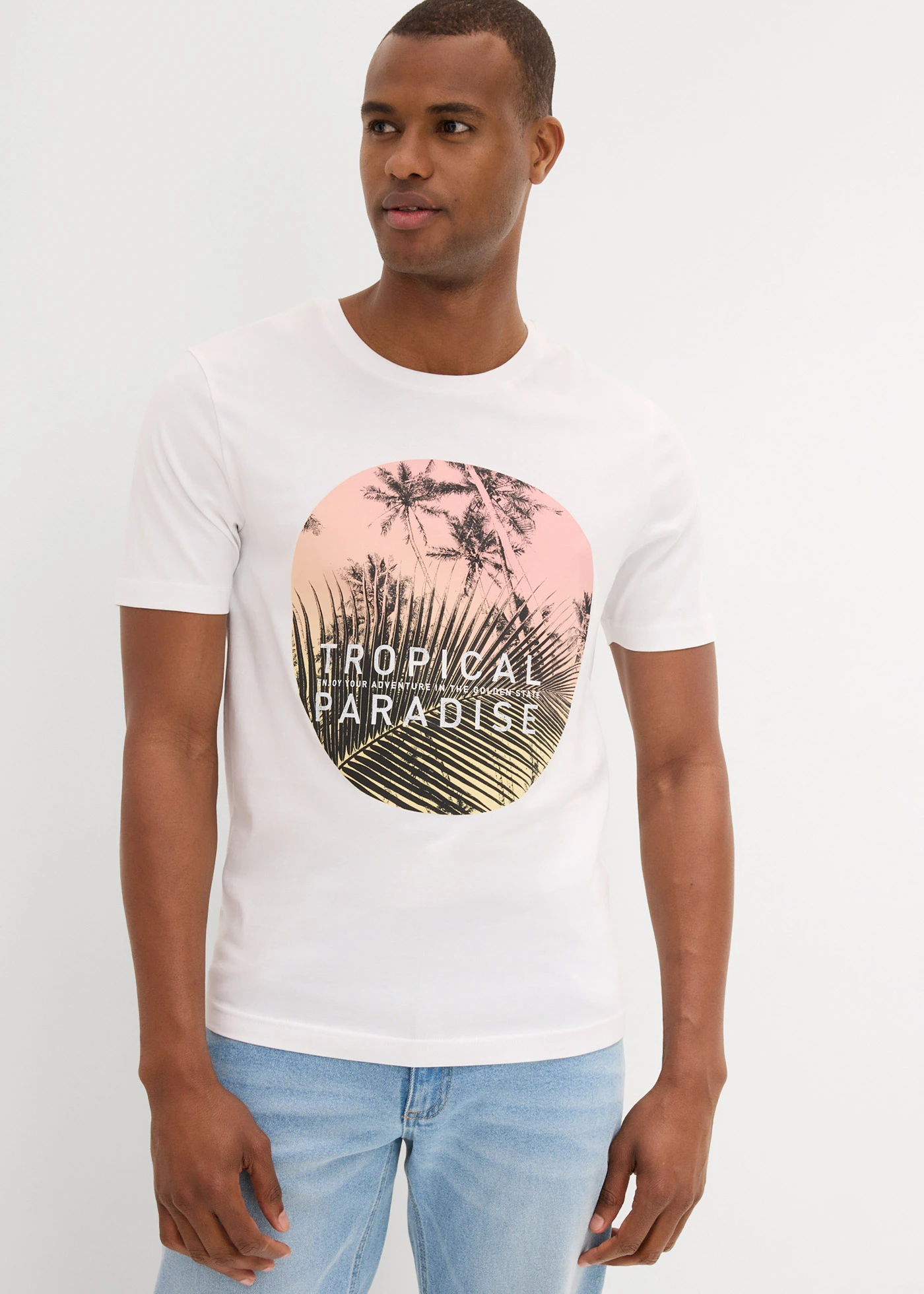 T-shirt van biologisch katoen • wit met print • bonprix online shop