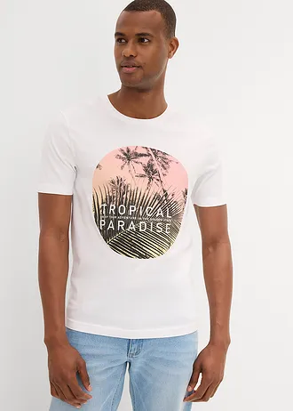 T-shirt van biologisch katoen • wit met print • bonprix online shop