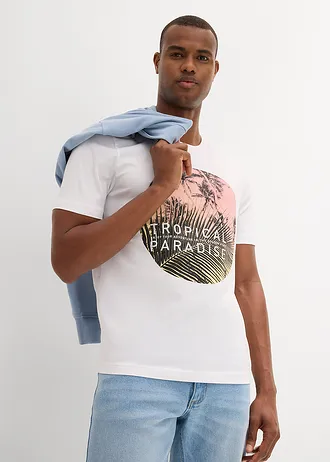 T-shirt van biologisch katoen • wit met print • bonprix online shop
