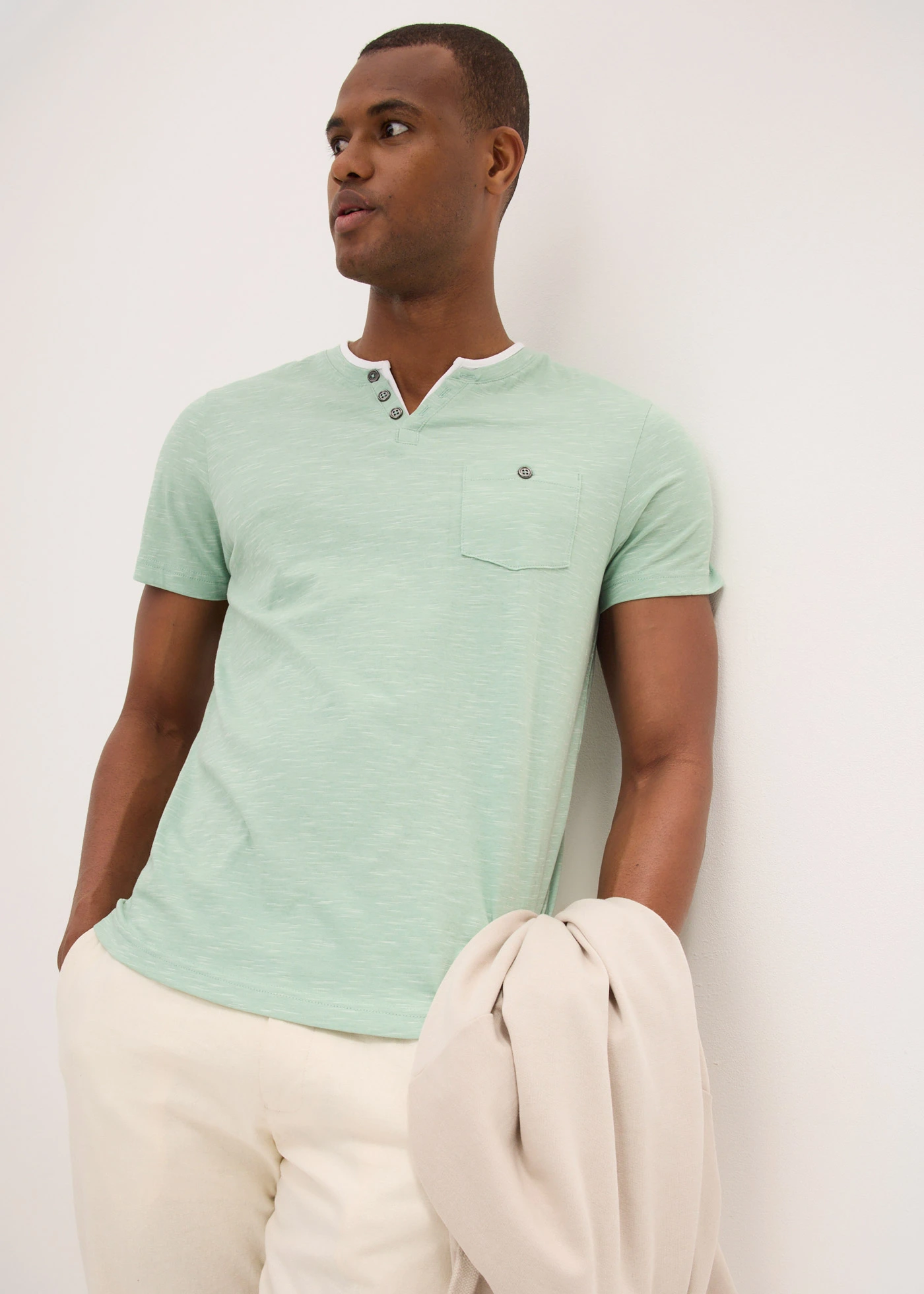 T-shirt 2 w 1, krótki rękaw • zielony pastelowy melanż • sklep bonprix