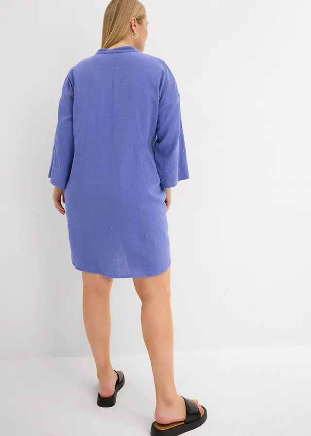 Robe blouse en gaze de coton, Couleur: bleu violet