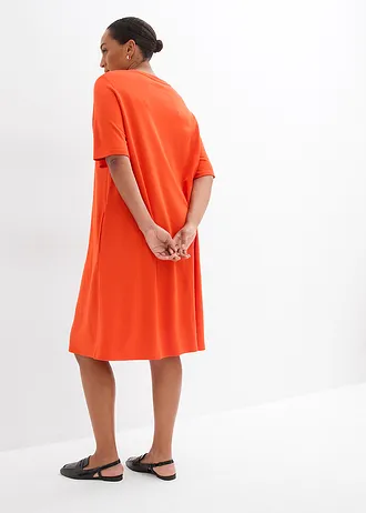 Shirtjurk van viscosemix in A-lijn, Kleur: klaproosrood