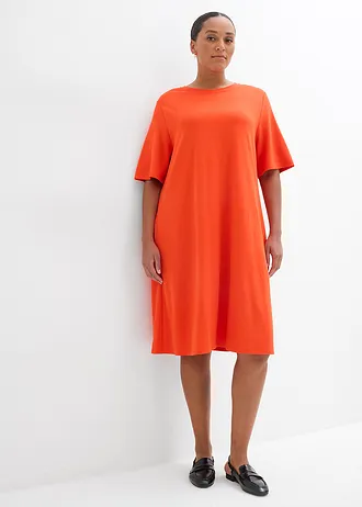 Shirtjurk van viscosemix in A-lijn, Kleur: klaproosrood