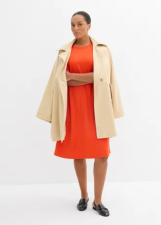 Shirtjurk van viscosemix in A-lijn, Kleur: klaproosrood