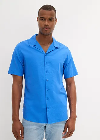 Košile s podílem lnu, krátký rukáv, barva: 