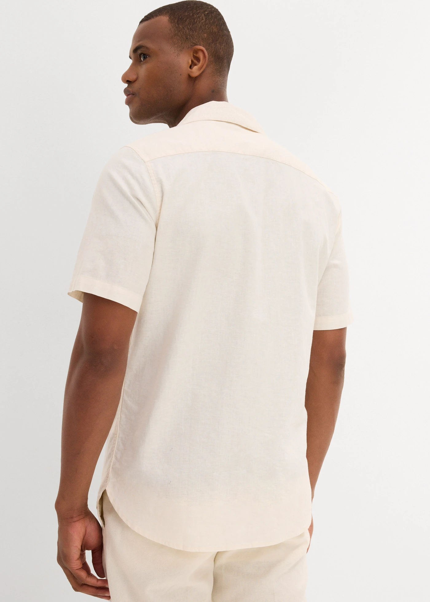 Košile s podílem lnu, krátký rukáv • béžová • bonprix obchod