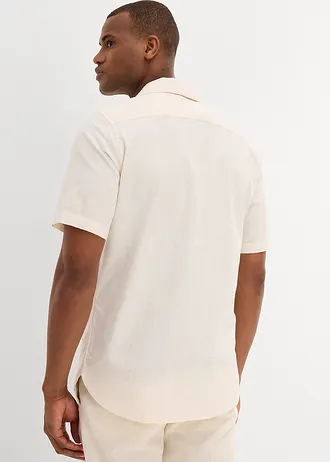 Košile s podílem lnu, krátký rukáv • béžová • bonprix obchod