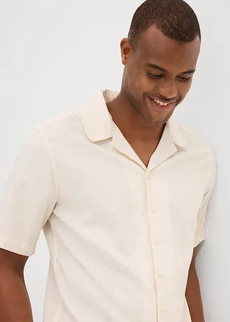 Košile s podílem lnu, krátký rukáv • béžová • bonprix obchod
