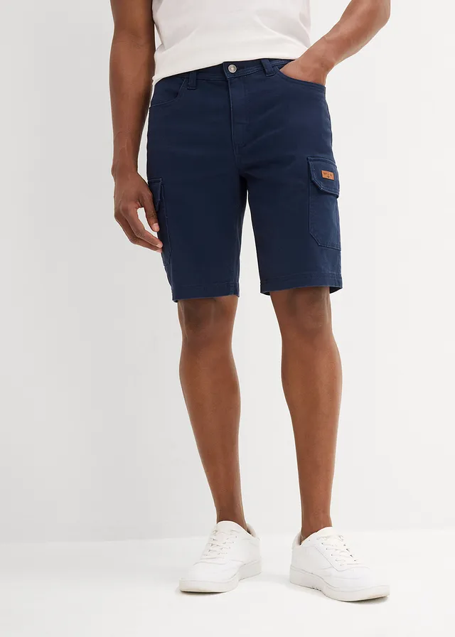 Bermuda extensible, slim, Couleur: bleu foncé